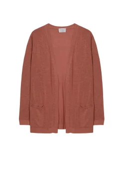 Maison Montagut Vestes Et Gilets>Gilet Long Avec Poches En Lin Flamme - Tabata