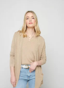 Maison Montagut Vestes Et Gilets>Gilet Long Avec Poches En Lin Flamme - Tabata