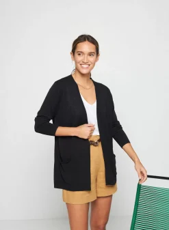 Maison Montagut Vestes Et Gilets>Gilet Long Avec Poches En Lin Flamme - Tabata