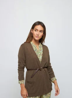 Maison Montagut Vestes Et Gilets>Gilet Long Avec Poches En Lin Flamme - Tabata