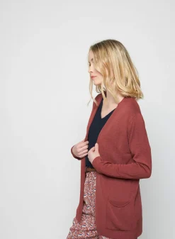Maison Montagut Vestes Et Gilets>Gilet Long Avec Poches En Lin Flamme - Tabata