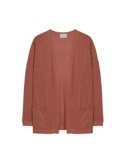 Maison Montagut Vestes Et Gilets>Gilet Long Avec Poches En Lin Flamme - Tabata