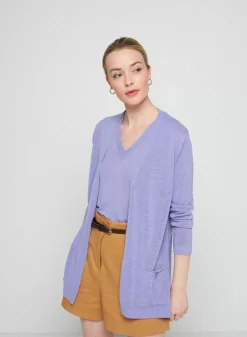 Maison Montagut Vestes Et Gilets>Gilet Long Avec Poches En Lin Flamme - Tabata