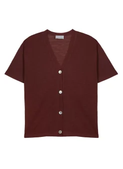 Maison Montagut T-Shirts>Gilet Manches Courtes En Lin Flamme - Tanya