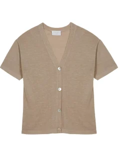 Maison Montagut T-Shirts>Gilet Manches Courtes En Lin Flamme - Tanya