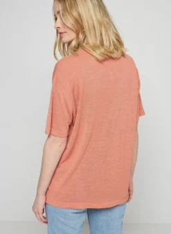 Maison Montagut T-Shirts>Gilet Manches Courtes En Lin Flamme - Tanya