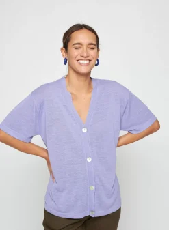 Maison Montagut T-Shirts>Gilet Manches Courtes En Lin Flamme - Tanya