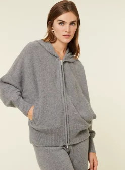 Maison Montagut Vestes Et Gilets>Gilet Zippe A Capuche En Cachemire Melange - Albin