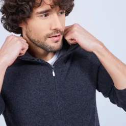 Maison Montagut Vestes Et Gilets>Gilet Zippe En Cachemire 2 Fils Sans Poches Marc-Antoine