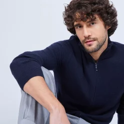Maison Montagut Vestes Et Gilets>Gilet Zippe En Cachemire 2 Fils Sans Poches Marc-Antoine