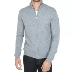 Maison Montagut Vestes Et Gilets>Gilet Zippe En Cachemire 2 Fils Sans Poches Marc-Antoine