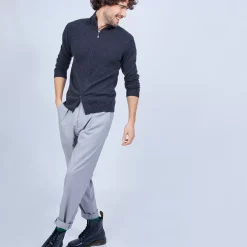 Maison Montagut Vestes Et Gilets>Gilet Zippe En Cachemire 2 Fils Sans Poches Marc-Antoine