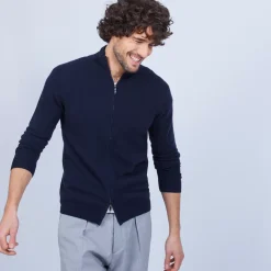 Maison Montagut Vestes Et Gilets>Gilet Zippe En Cachemire 2 Fils Sans Poches Marc-Antoine