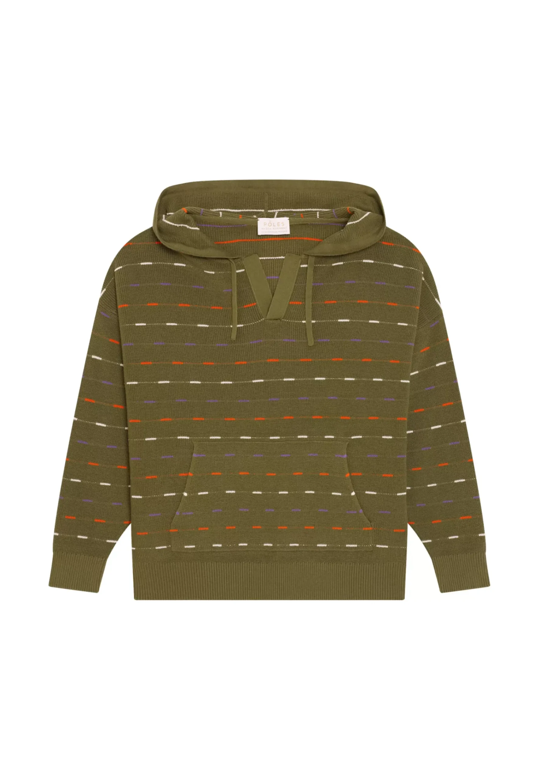 Maison Montagut Pulls>Hoodie En Coton Bio Col Tunisien - Melanie Kaki