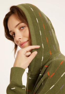 Maison Montagut Pulls>Hoodie En Coton Bio Col Tunisien - Melanie Kaki