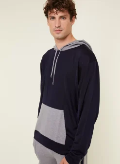 Maison Montagut Fil Lumiere Pour Lui>Hoodie Fil Lumiere Et Merinos - Flavien Bleu Marine