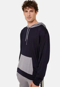 Maison Montagut Fil Lumiere Pour Lui>Hoodie Fil Lumiere Et Merinos - Flavien Bleu Marine