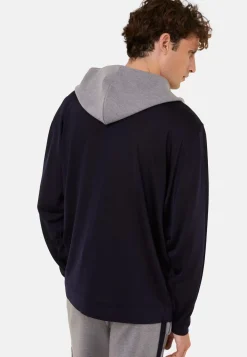 Maison Montagut Fil Lumiere Pour Lui>Hoodie Fil Lumiere Et Merinos - Flavien Bleu Marine