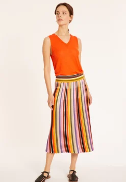Maison Montagut Jupes>Jupe Plissee En Coton Bio - Merle Multicolore