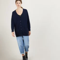 Maison Montagut Vestes Et Gilets>Long Cardigan A Poches En Cachemire - Blush