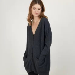Maison Montagut Vestes Et Gilets>Long Cardigan A Poches En Cachemire - Blush