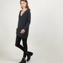 Maison Montagut Vestes Et Gilets>Long Cardigan A Poches En Cachemire - Blush