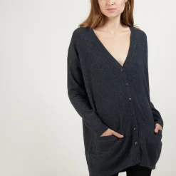 Maison Montagut Vestes Et Gilets>Long Cardigan A Poches En Cachemire - Blush