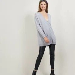 Maison Montagut Vestes Et Gilets>Long Cardigan A Poches En Cachemire - Blush