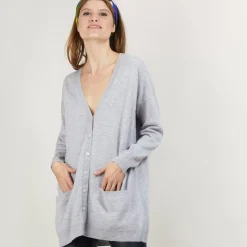 Maison Montagut Vestes Et Gilets>Long Cardigan A Poches En Cachemire - Blush