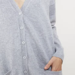 Maison Montagut Vestes Et Gilets>Long Cardigan A Poches En Cachemire - Blush