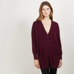 Maison Montagut Vestes Et Gilets>Long Cardigan A Poches En Cachemire - Blush