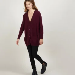 Maison Montagut Vestes Et Gilets>Long Cardigan A Poches En Cachemire - Blush