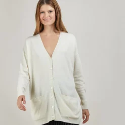 Maison Montagut Vestes Et Gilets>Long Cardigan A Poches En Cachemire - Blush