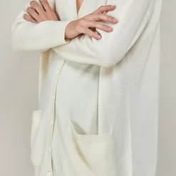Maison Montagut Vestes Et Gilets>Long Cardigan A Poches En Cachemire - Blush