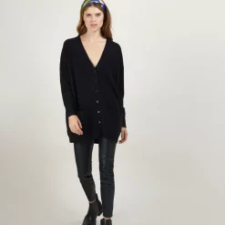 Maison Montagut Vestes Et Gilets>Long Cardigan A Poches En Cachemire - Blush