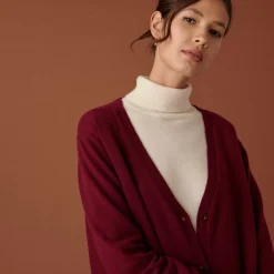 Maison Montagut Vestes Et Gilets>Long Cardigan Col V En Cachemire A Fentes Et Poches - Aden