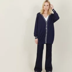 Maison Montagut Vestes Et Gilets>Long Cardigan En Lin Cachemire - Narcissa