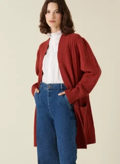 Maison Montagut Vestes Et Gilets>Long Gilet En Laine Alpaga Manches Ballons - Damy