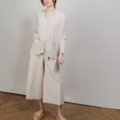 Maison Montagut Vestes Et Gilets>Long Gilet En Lin - Ballon