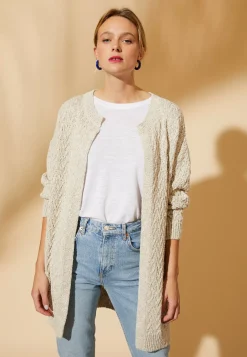 Maison Montagut Vestes Et Gilets>Long Gilet Ouvert En Coton Et Lin - Polenia Ecru