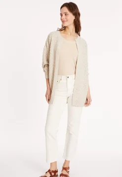 Maison Montagut Vestes Et Gilets>Long Gilet Ouvert En Coton Et Lin - Polenia Ecru