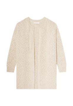 Maison Montagut Vestes Et Gilets>Long Gilet Ouvert En Coton Et Lin - Polenia Ecru