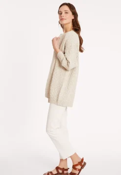Maison Montagut Vestes Et Gilets>Long Gilet Ouvert En Coton Et Lin - Polenia Ecru