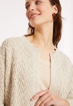 Maison Montagut Vestes Et Gilets>Long Gilet Ouvert En Coton Et Lin - Polenia Ecru