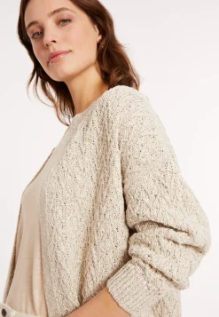 Maison Montagut Vestes Et Gilets>Long Gilet Ouvert En Coton Et Lin - Polenia Ecru