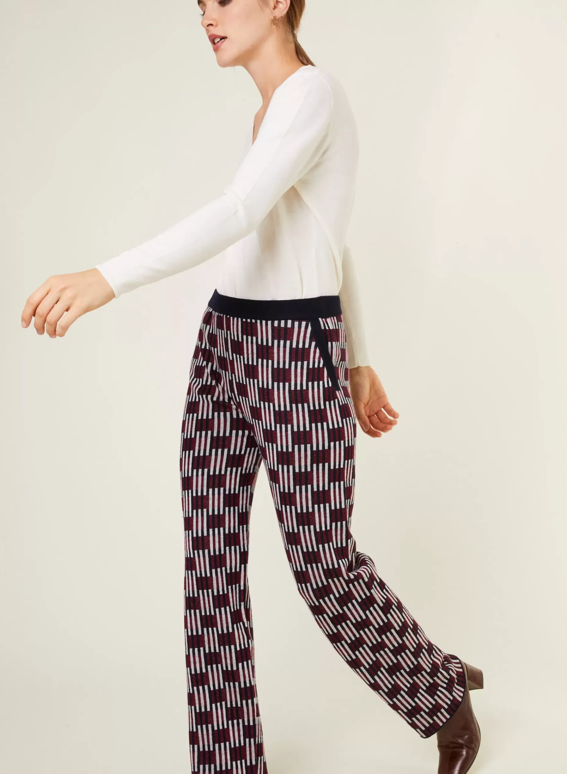 Maison Montagut Pantalons>Pantalon A Motifs En Laine Merinos - Gill