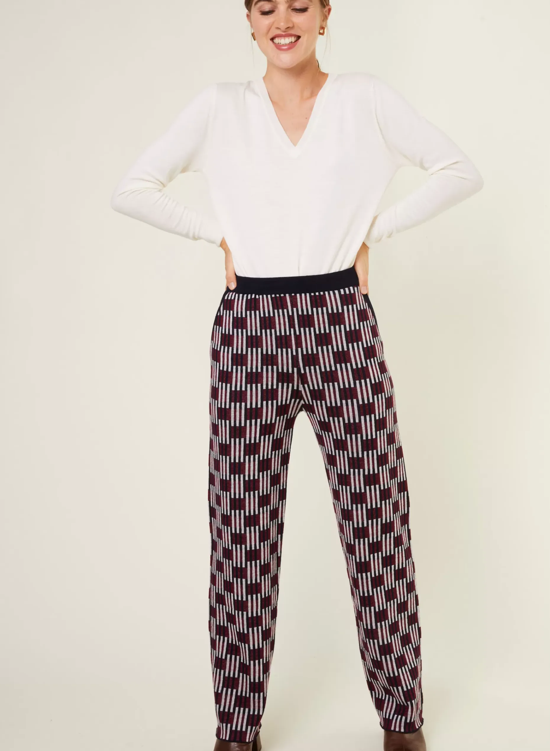 Maison Montagut Pantalons>Pantalon A Motifs En Laine Merinos - Gill