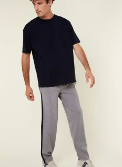 Maison Montagut Shorts Et Pantalons>Pantalon A Poches En Laine Merinos Et Fil Lumiere - Franck Gris Moyen