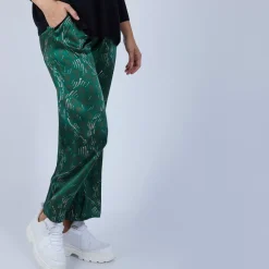 Maison Montagut Pantalons>Pantalon En Soie Maison Martin Morel - Poete Vert Fonce