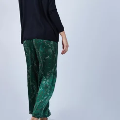 Maison Montagut Pantalons>Pantalon En Soie Maison Martin Morel - Poete Vert Fonce